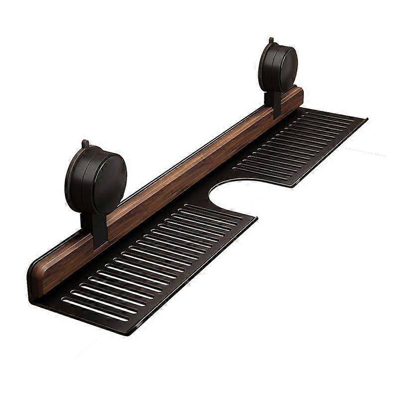60CM Walnut Sink Storage Rack with Vacuum Suction Mount