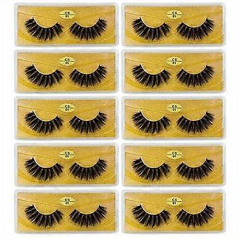 10 Pairs 3D False Eyelashes, Natural Fluffy Wispy Design, Soft Thick Fake Eyelashes for Everyday Wear