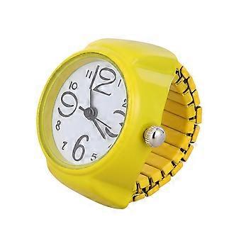 1kpl persoonallisuus unisex kello muotoiltu sormenrengas muoti hieno kvartsikellosormus (keltainen)