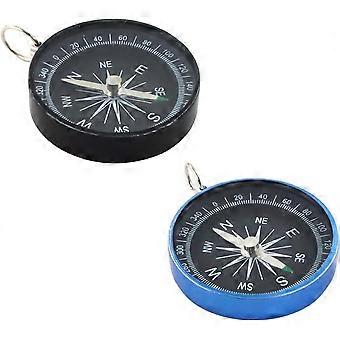 Pocket Compass, Survival Sports Navigation Kompass mit Schlüsselanhänger, Geeignet für Outdoor-Camping Wandern, Schwarz + Blau
