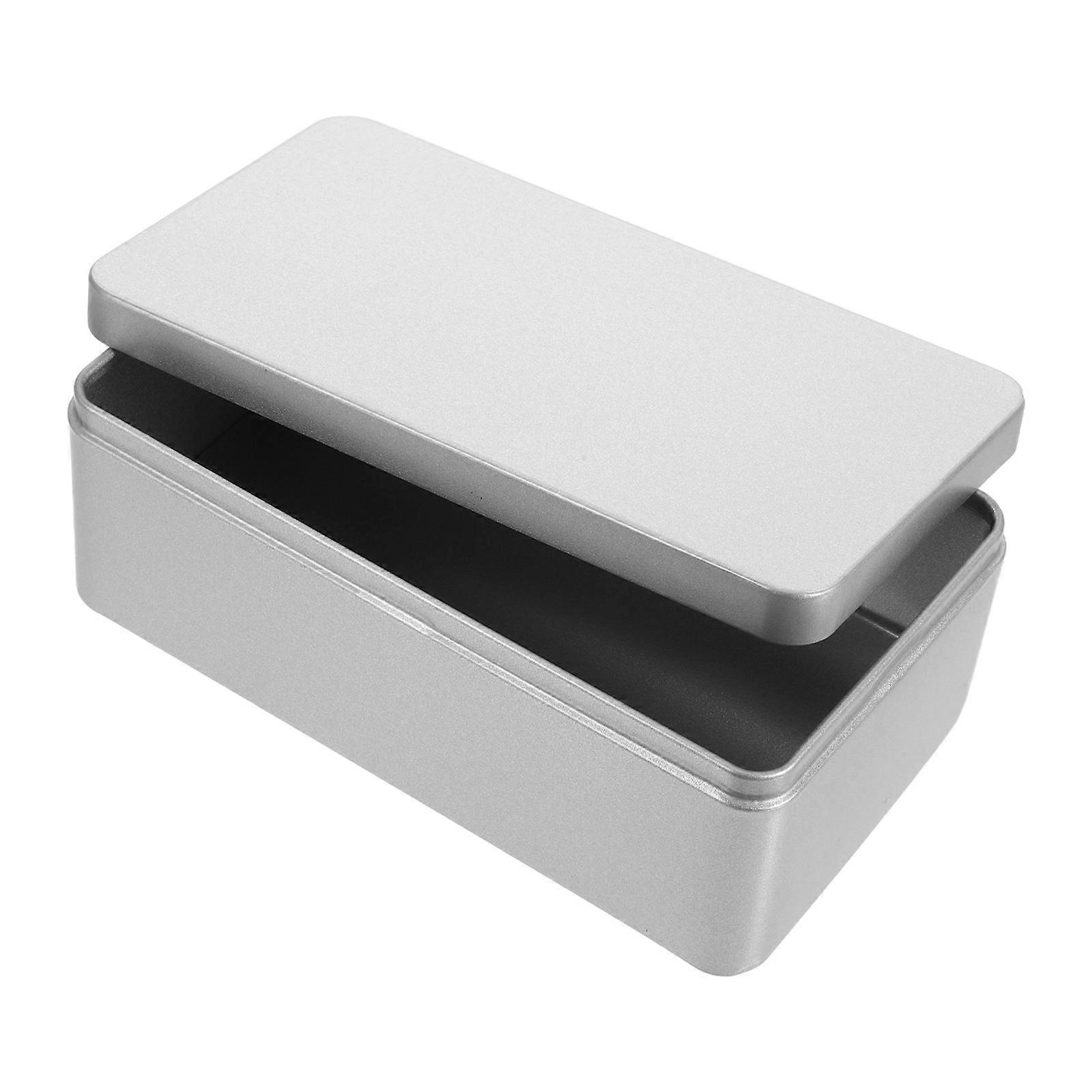 Silver Tinplate Candy Storage Box for Storage Rectangular Metal Tin Container