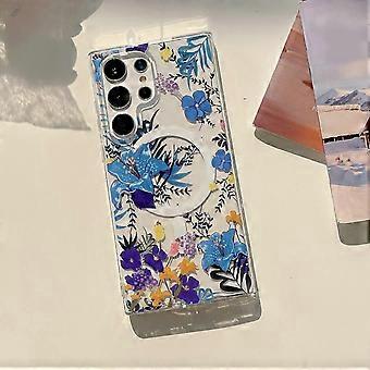 Clear Flower Magnetic Case for Samsung Galaxy S24 Ultra compatible with MagSafe, Slim Thin Shockproof Protective Case for Girls Women