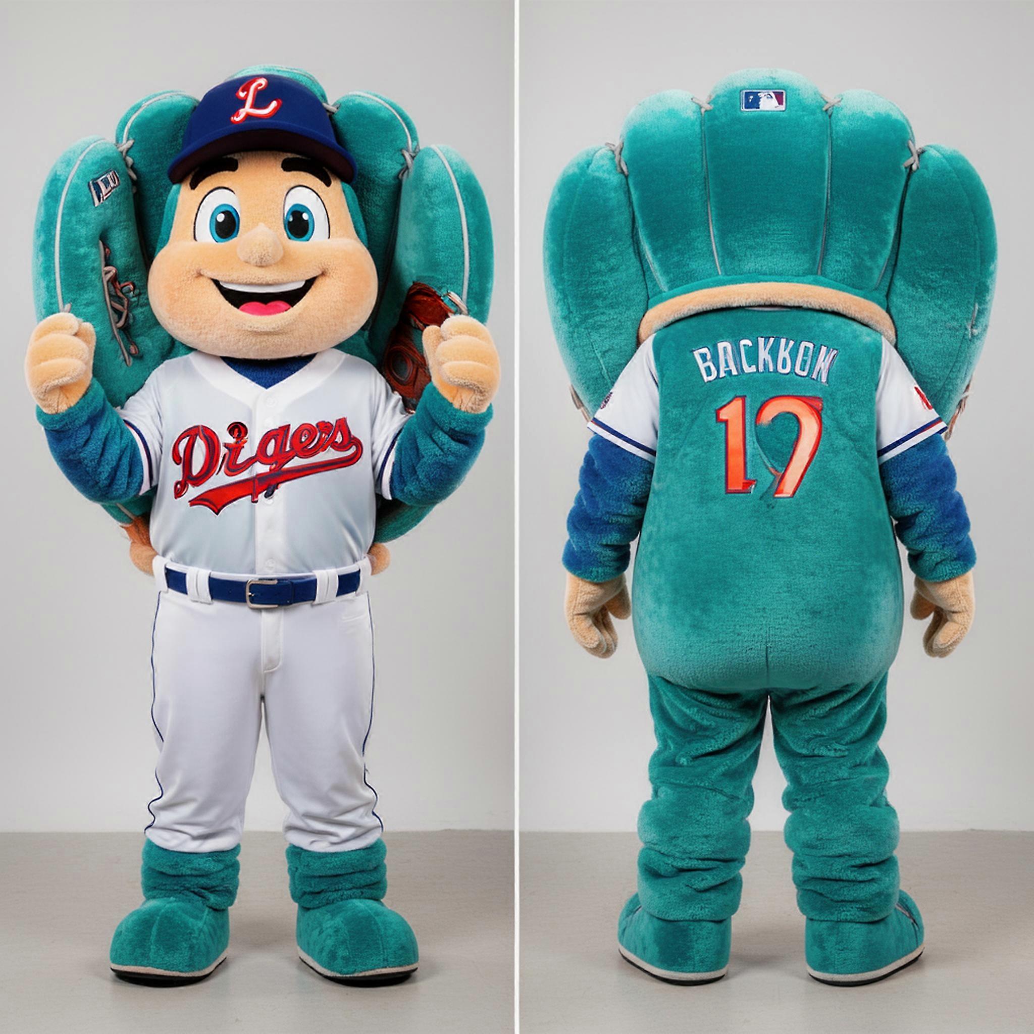 MASTICOT Teal Rounded Baseball Glove Mascot