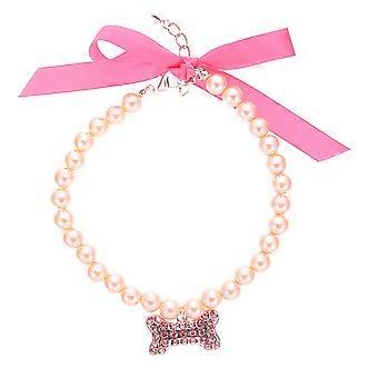 Pink Pet Pearl Necklace Cat Dog Collar for Photo Shoot