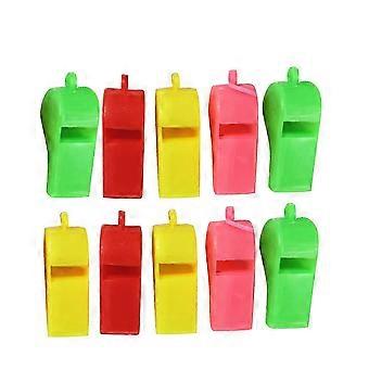10-pack festvisselpipor med snodd, slitstarka ljuddämpare i ABS-plast för matcher, camping, äventyr och utomhusaktiviteter