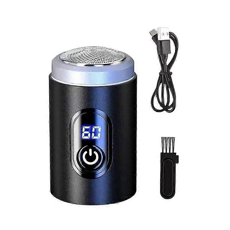 Barbeador elétrico mini com visor digital e carregamento rápido.