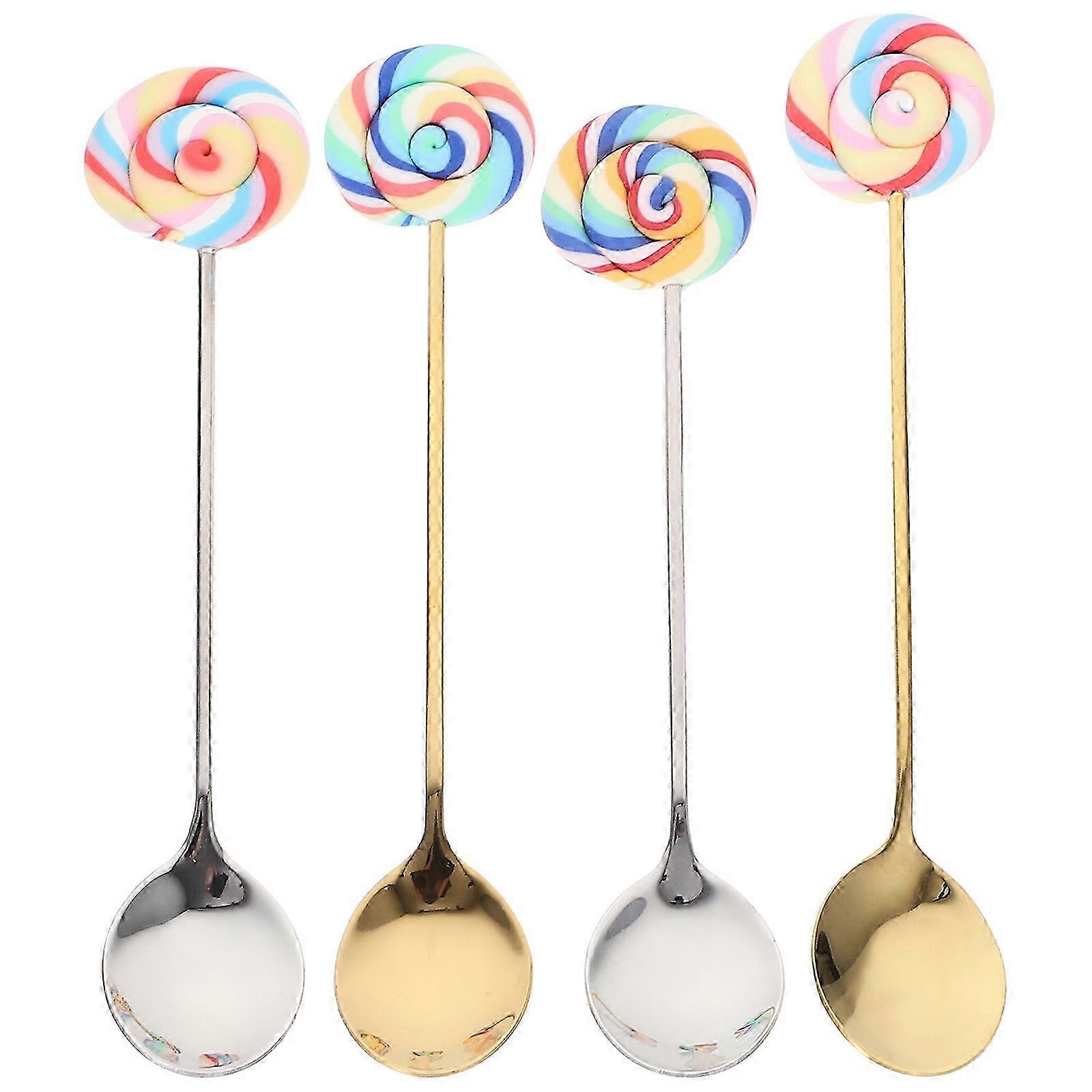Fine Polished Iridescent Mixing Spoons 4Pcs