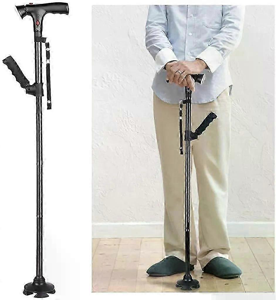 Adjustable folding walking stick, foldable telescopic stick with LED light