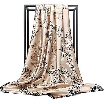 Womens Silk Scarf Belt Pattern Large Square Satin Headscarf Headdress 35", B-3