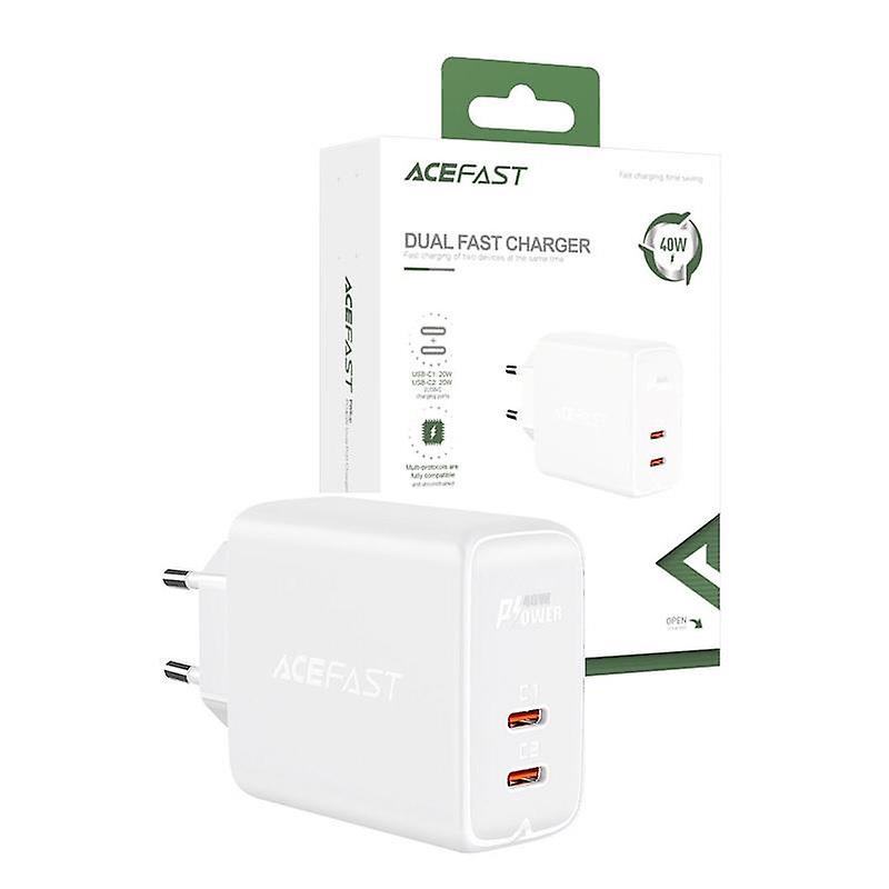 40W PD laddare för iPhone 12 / 13, Samsung 2XUSB-C Snabbladdning