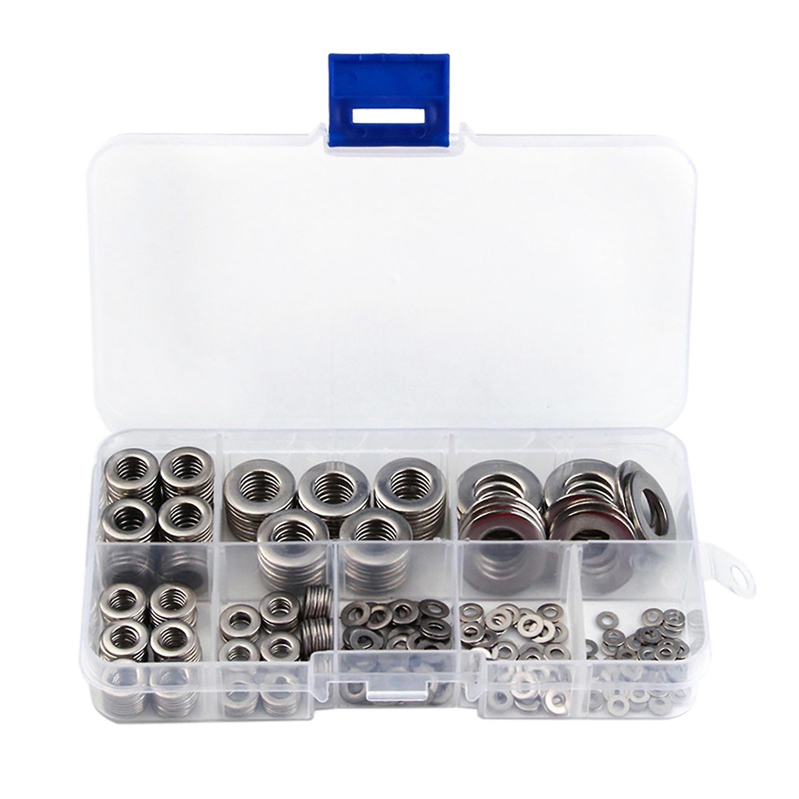 360pcs 8 Sizes Stainless Steel Flat Washers Assortment Set Kit