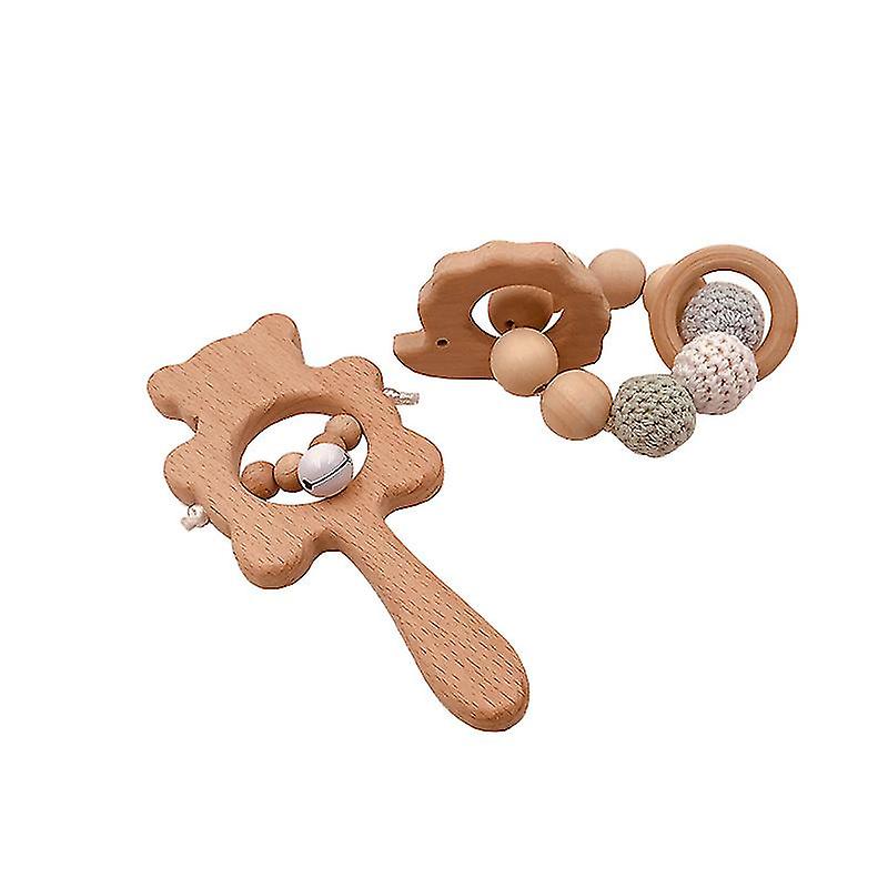 Children's Wooden Teether Sticks, Baby Teether Toys,polar Bear1set-wood
