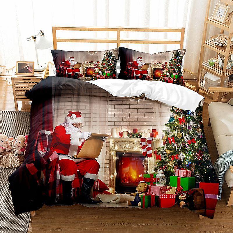 Två- eller tredelad uppsättning Julpåslakan Sängkläder Set Födelsedag Julklapp R12