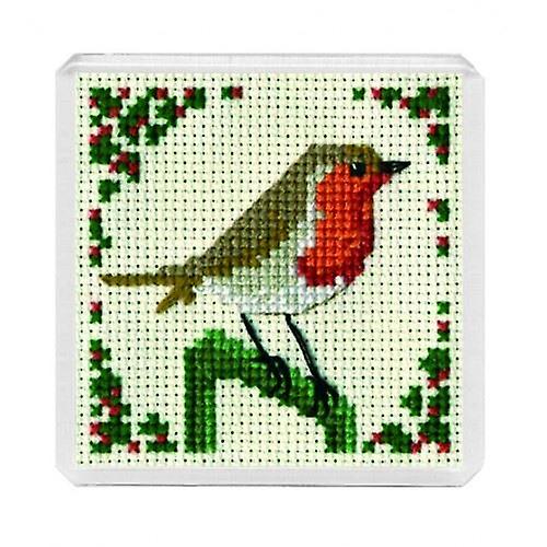 Robin Counted Cross Stitch Fridge Magnet by Textile Heritage
