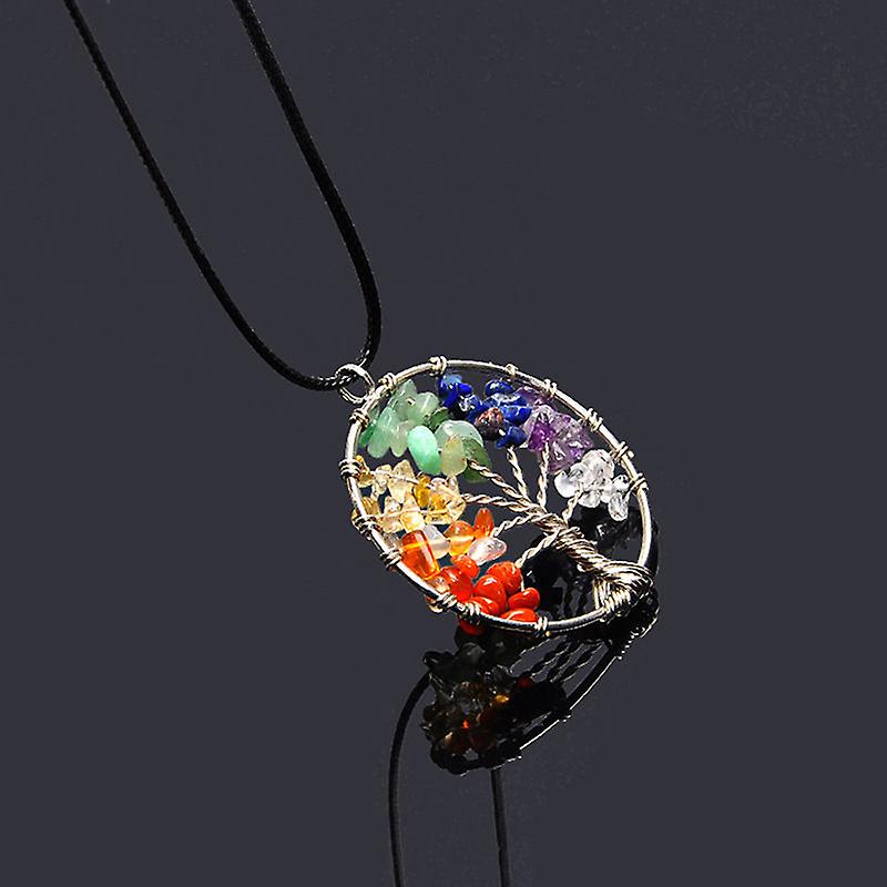 Hot Life Tree pandantiv colier natural de cristal cuarț Gemstone 7 Chakra vindecare