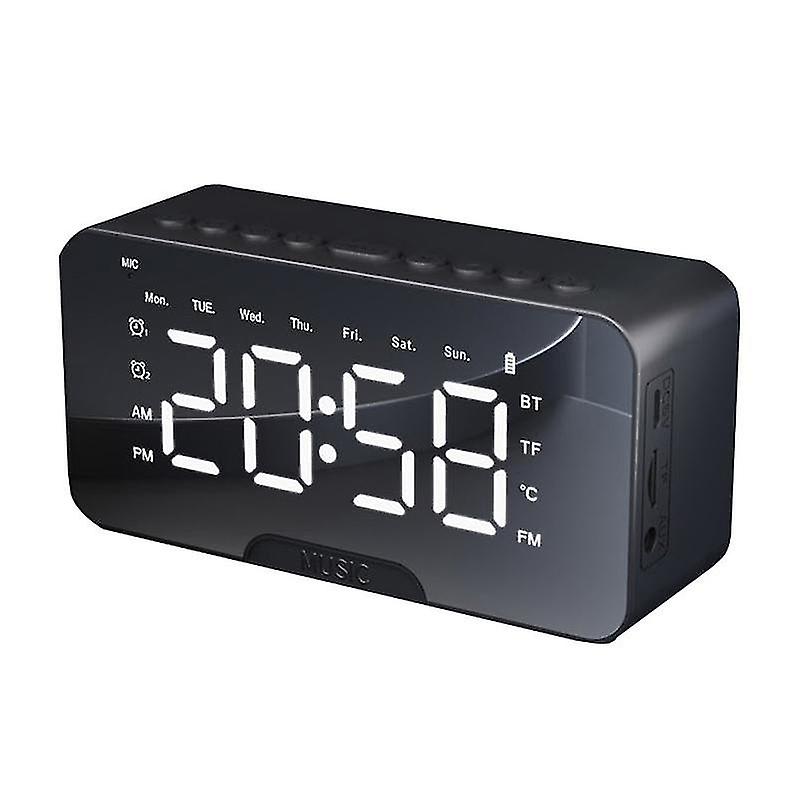 P6 Classic Version Wireless Bluetooth Speaker Plugging Card Home Clock Portable Mini Computer Audio, Color: Black