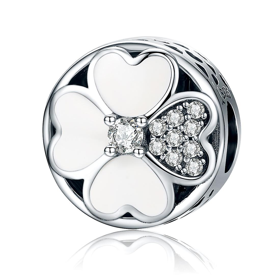S925 Sterling Silver Diamond Happiness Petal Bead