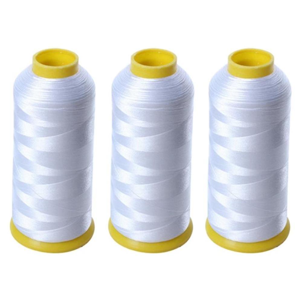 Stronger 5000m Cones Bobbin Thread Filament Polyester For Embroidery Machine 3 Pack(white)