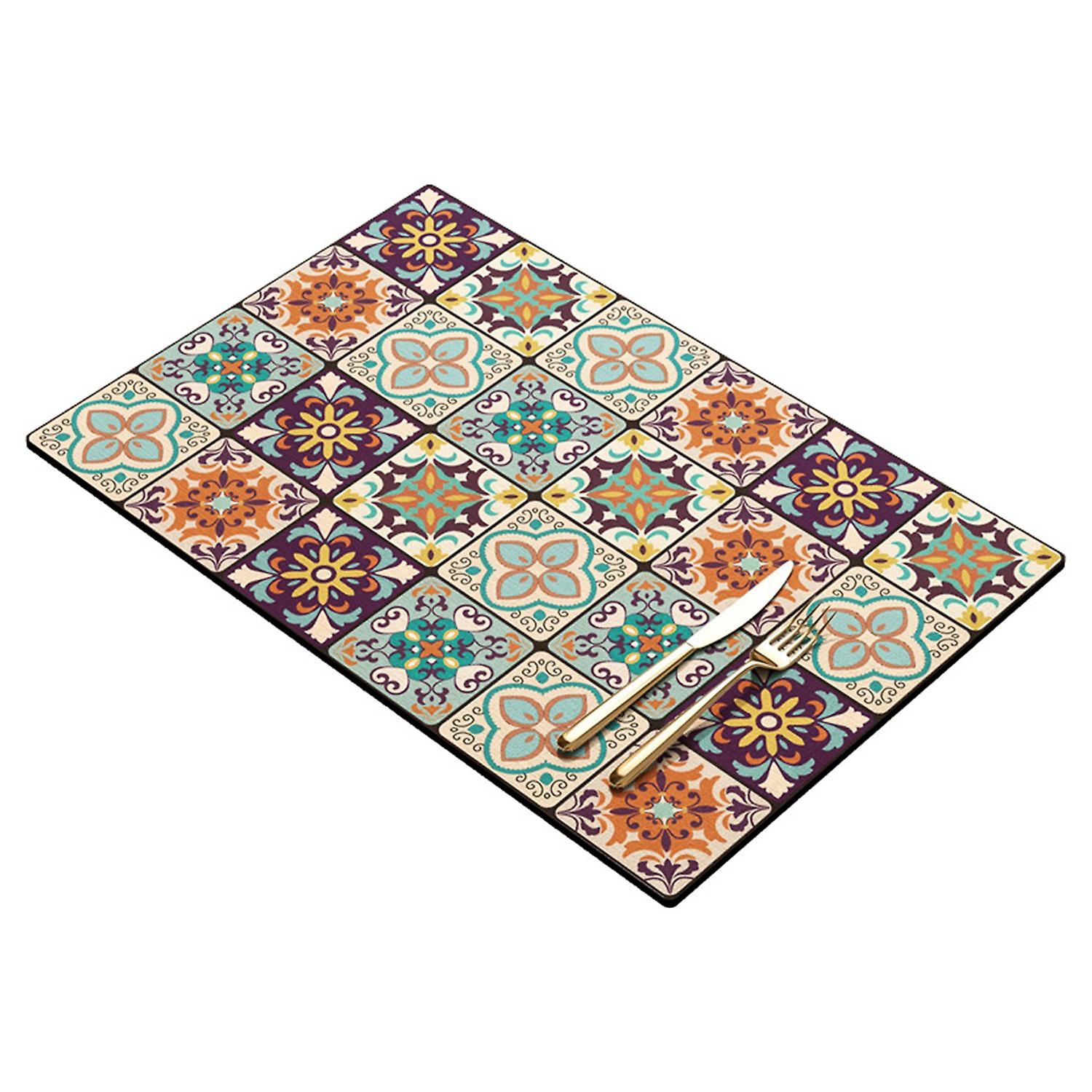 Draining Mat Double-sided Non-slip Fast Water Absorption Anti-scalding Imitation Tile Printing Coffe