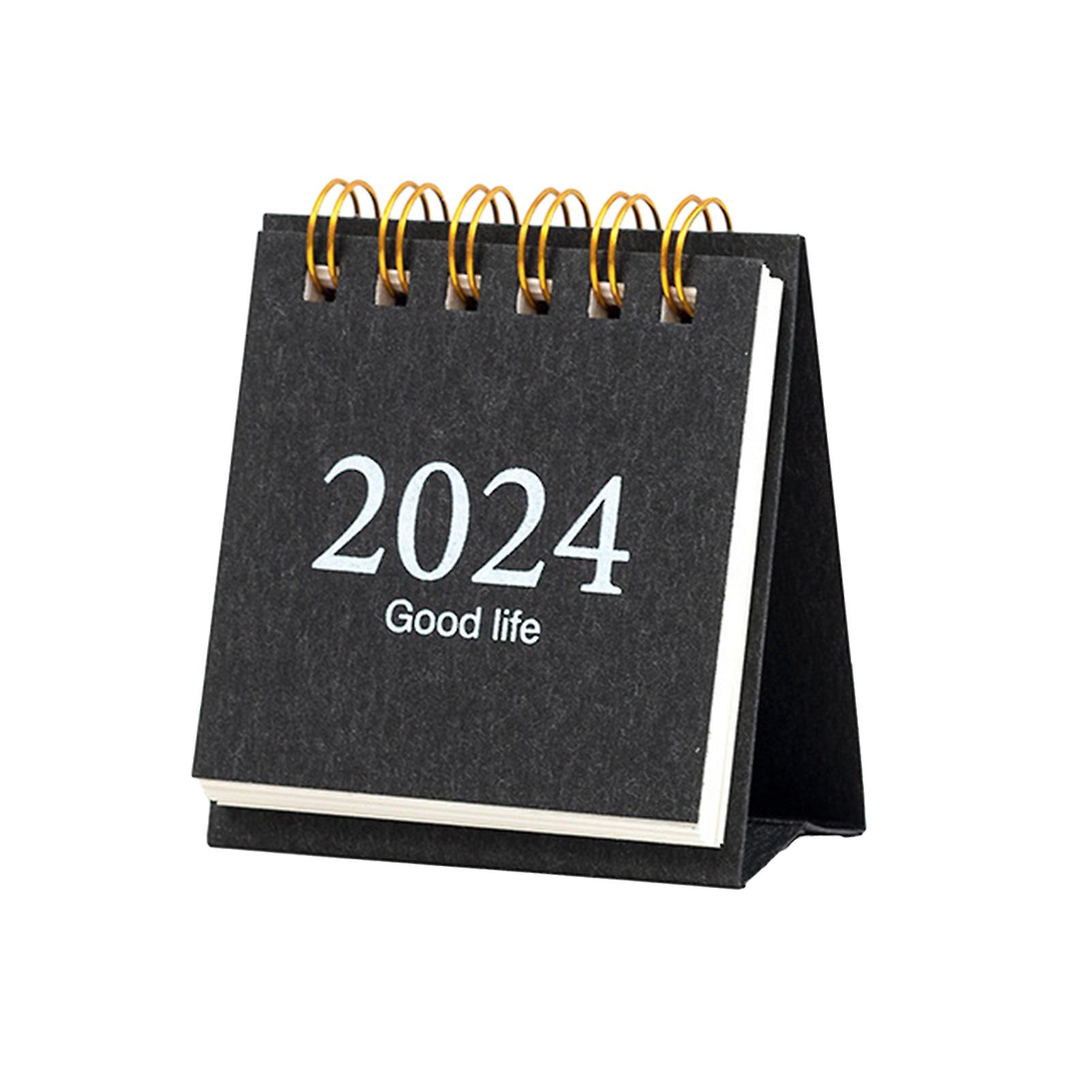 Mini Desk Calendar Simple Style Plan Book Spiral Coil Page Turning Date Recording 12 Monthly Calendar For Planing Event