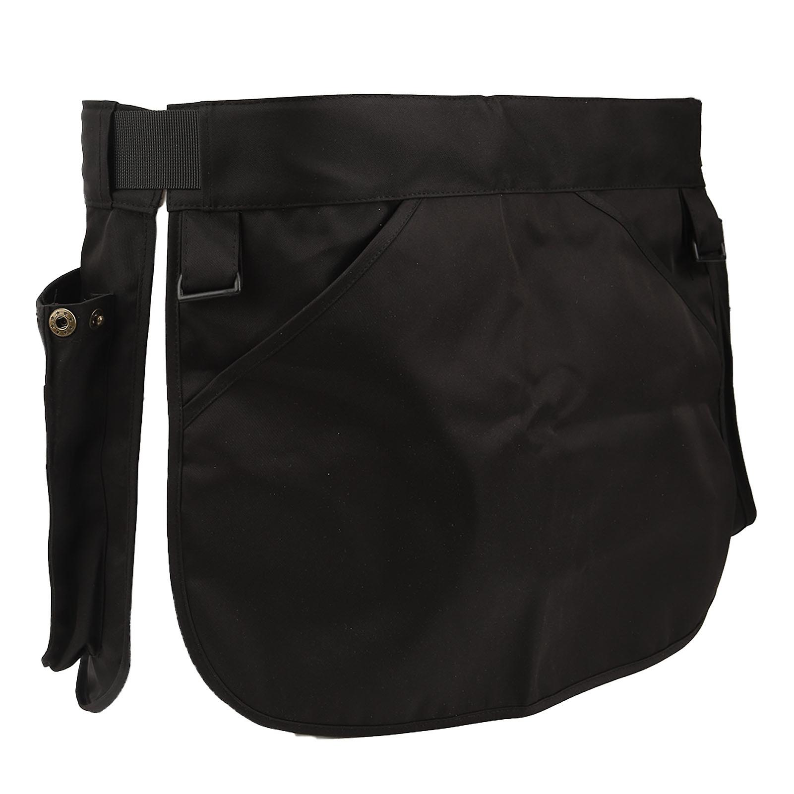 Apron Waist Cover with Plastic Buckle Multiple Pockets Server Aprons for Man and Woman Black 
