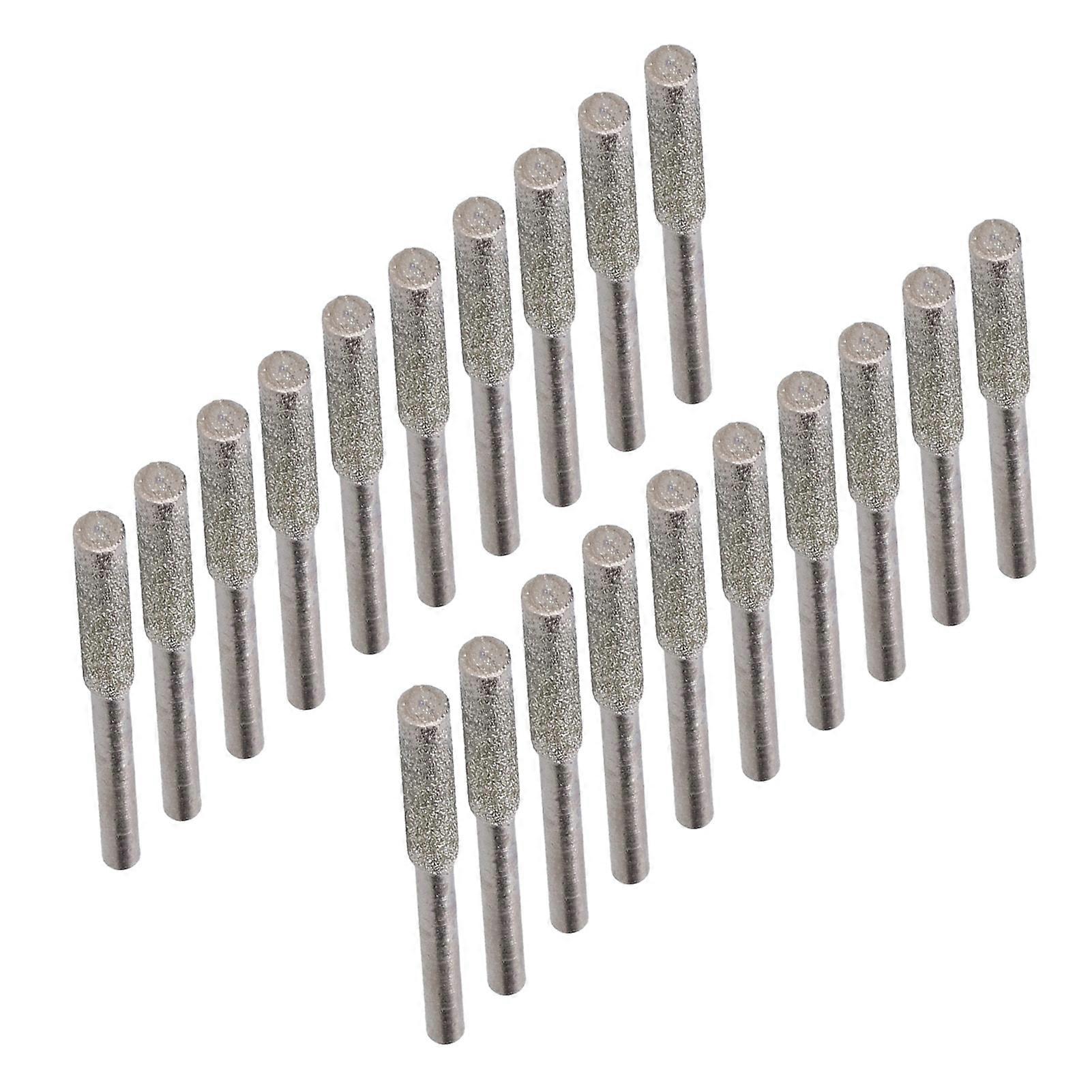 20Pcs Chainsaw Sharpener Burr Grinding Head Rotating File Sharpening Tool Set KitSilver 4.8mm