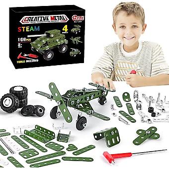 Metal Building Military Series Assembly Toys for Kids Erector Set Military Vehicles Model Stem Building Toys