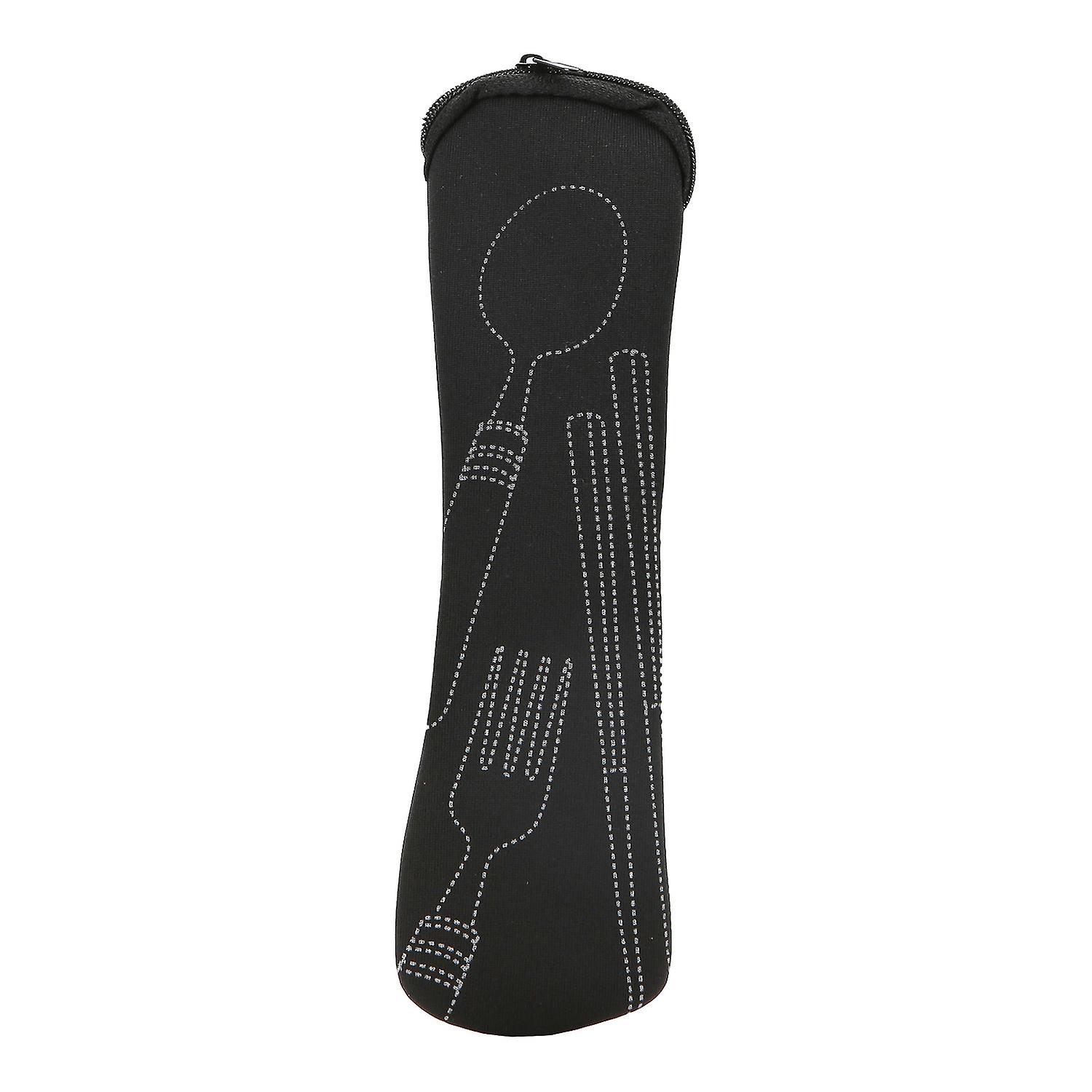OuZhan Tableware Bag Portable Wear-resistant Fabric Tableware Spoon Fork Storage Pouch for Office