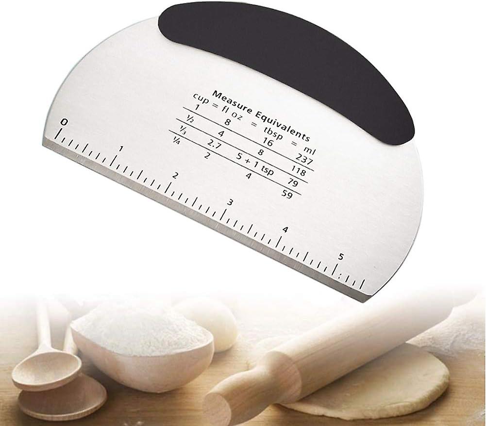 Dough cutter, stainless steel dough cutter with scale, baking tool, cream scraper, non-slip square scraper,
