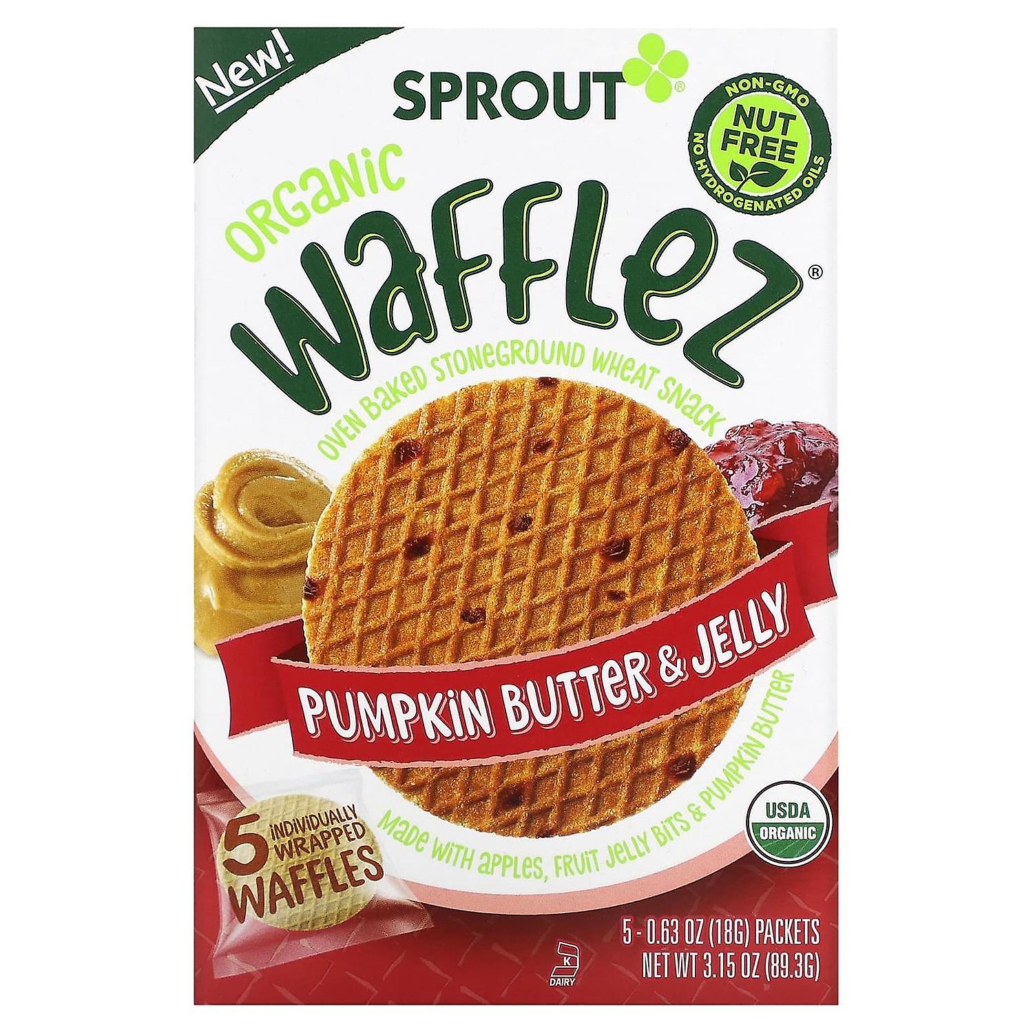 Sprout Organics, Wafflez, Pumpkin Butter & Jelly, 5 Packets, 0.63 oz (18 g) Each