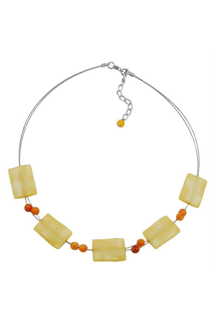 Necklace Rectangle Beads Yellow Silky 45cm - Gl05361