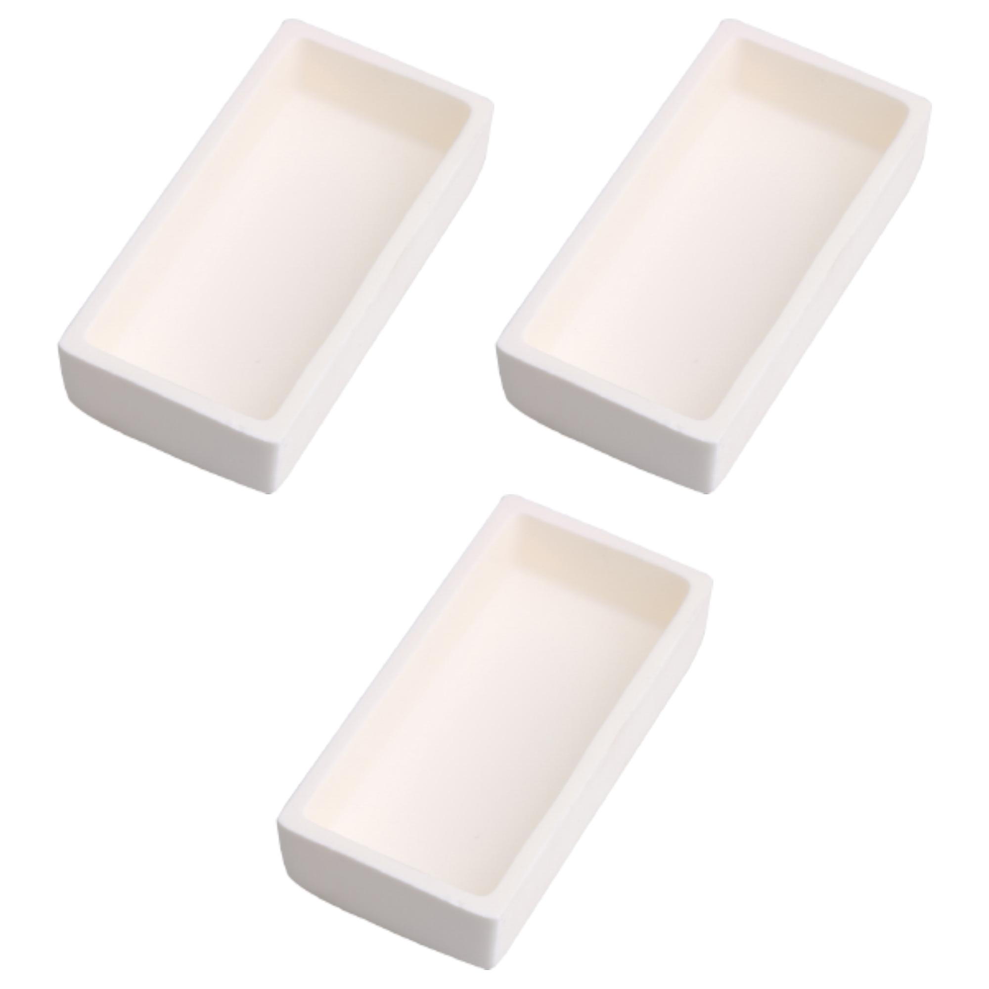 3Pcs Rectangle Alumina Ceramic Metal Casting Tool 3.15x1.57x0.71Inch 50ml