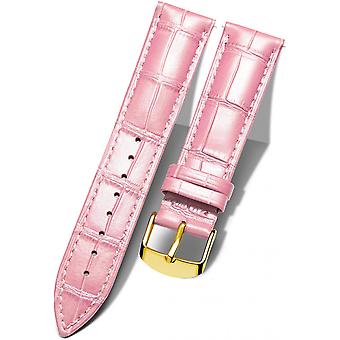 Genuine Leather Replacement Watch Band Multicolor Waterproof for Men Women, G-Pink (16mm)