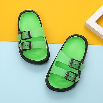 Veeki Kids Summer Sandals Non-Slip Boy Girl Slide Lightweight Beach Water Shoes Shower Pool Slippers ------ Green Size 29