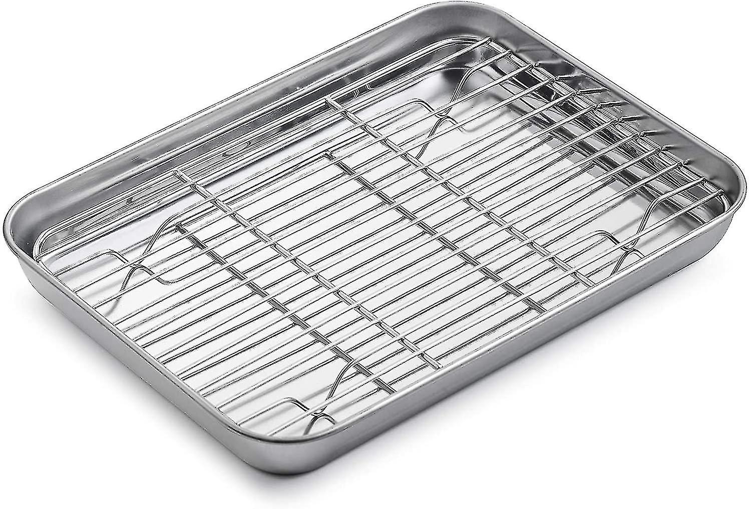 Rectangular Stainless Steel Roasting Pan with Grid, 23 x 17 x 2.5 cm
