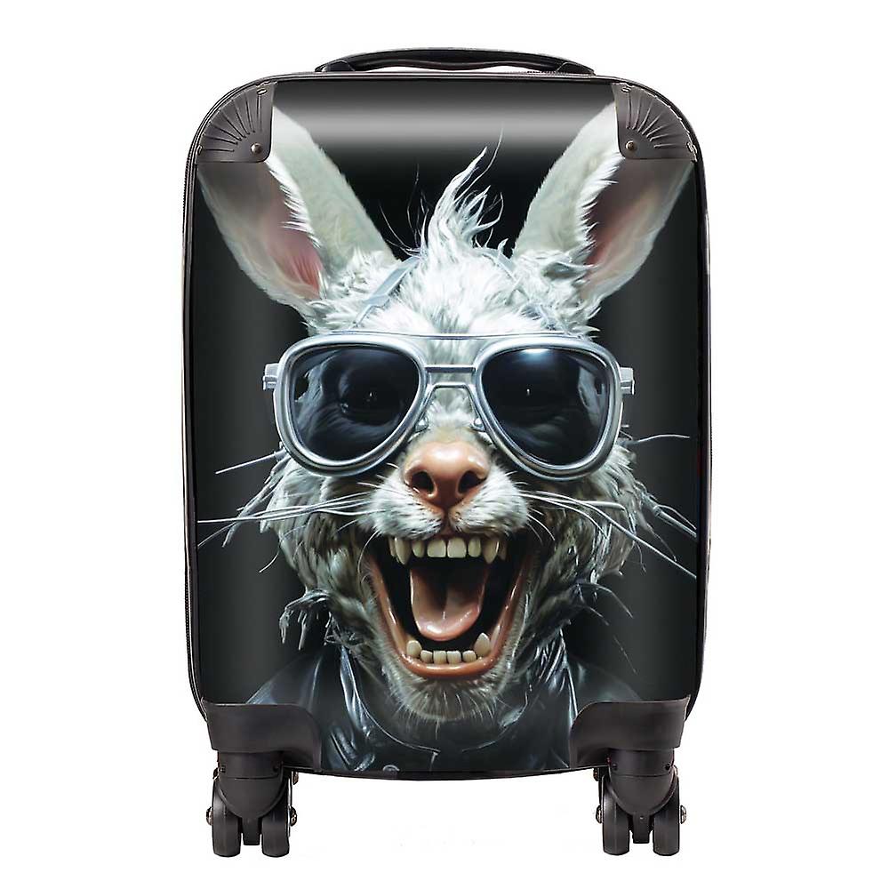 Funky Rabbit Face With Glasses Suitcase