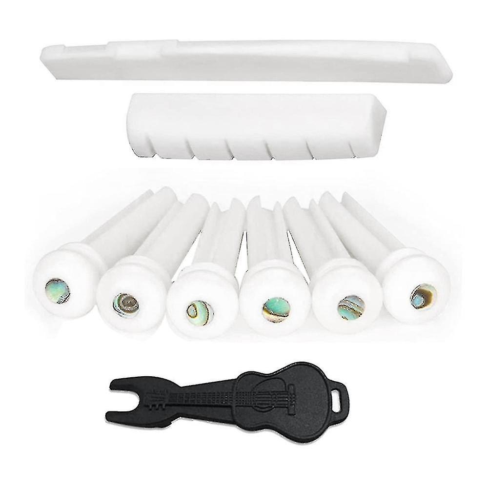 New Acoustic Guitar Bone Bridge Saddle Nut With 6pcs Bridge Pins