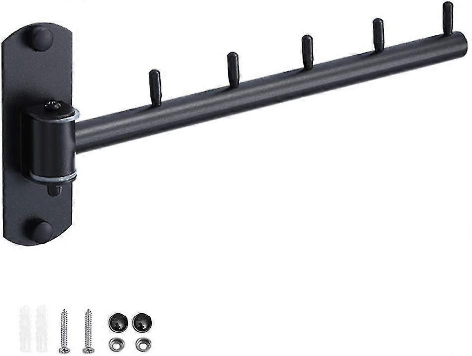 Stainless Steel Clothes Hanger with Swing Arm Support Bars Wall Mounted Hanger Holder with 5 Clothes Hooks Hooks for Bedroom and Bathroom Storage Orga