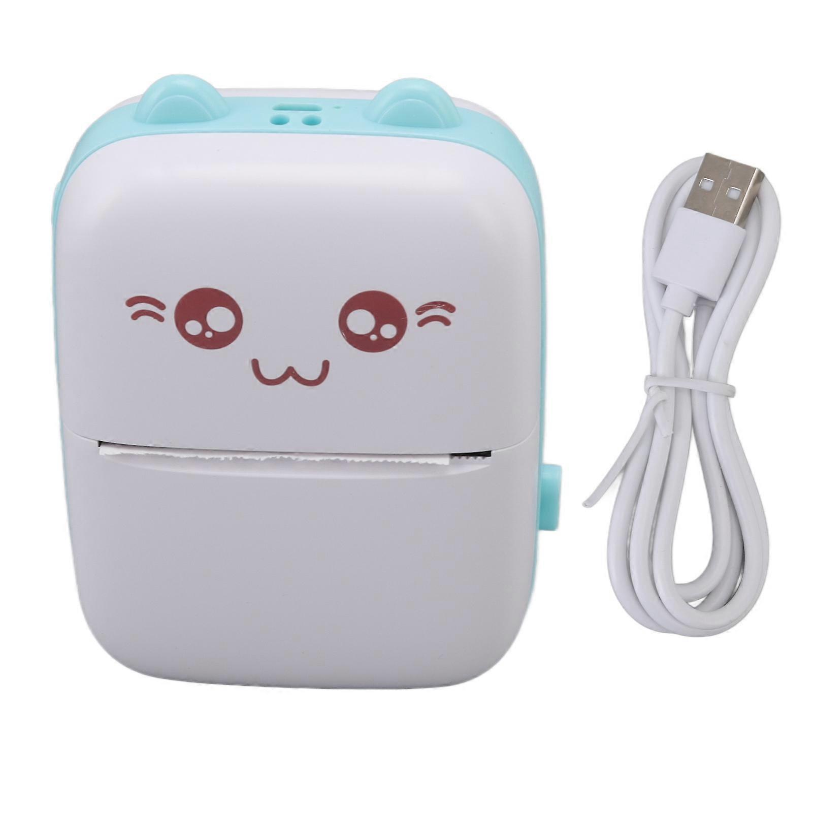 Mini Thermal Printer Portable Help Learning Many Knowledge Points Pocket Mini Printer for School SuppliesWhite Green