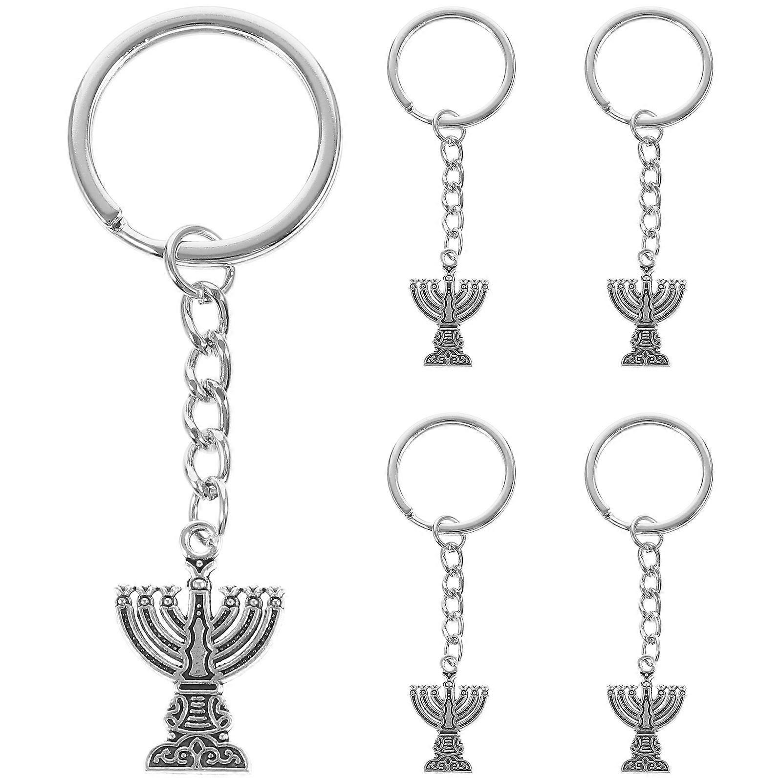 5pcs Hanukkah Ornaments Keychains Key Rings Purse Keychains Hanukkah Party Favors