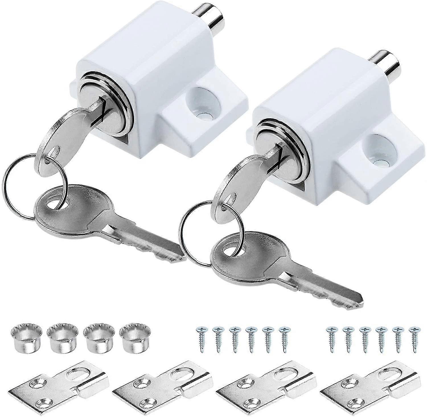 2 X White Sliding Patio Door Latches Fixed Bolt Window Security Lock For Child Safety