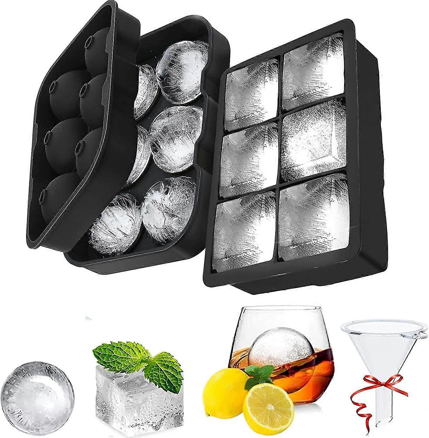 Ice Cube Trays Black Silicone 6 Giant Ice Hockey Machine With Lid,reusable