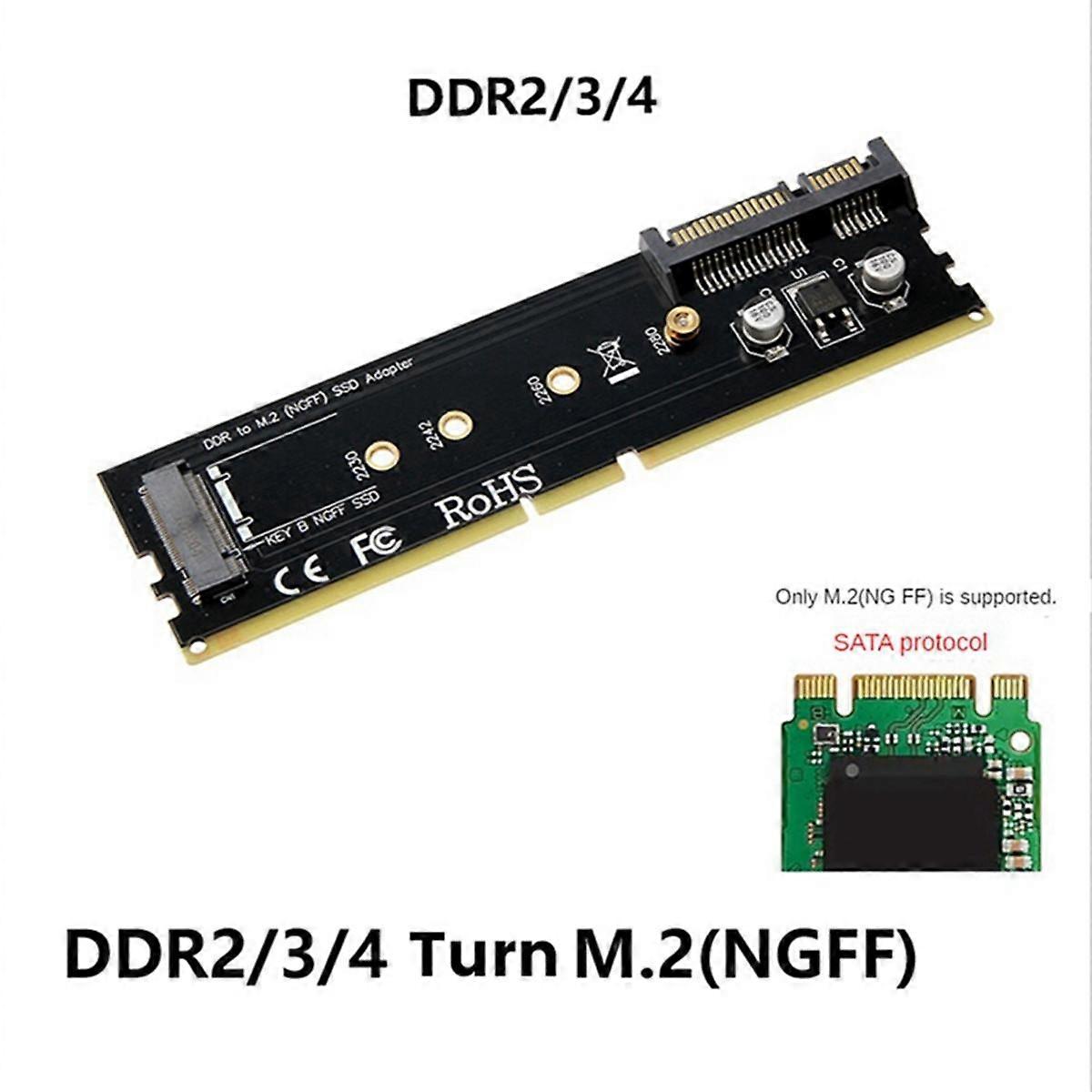 DDR3 DDR4 DDR2 to M2 SSD Adapter M.2 NGFF B Key Riser Card SATA 15Pin ...