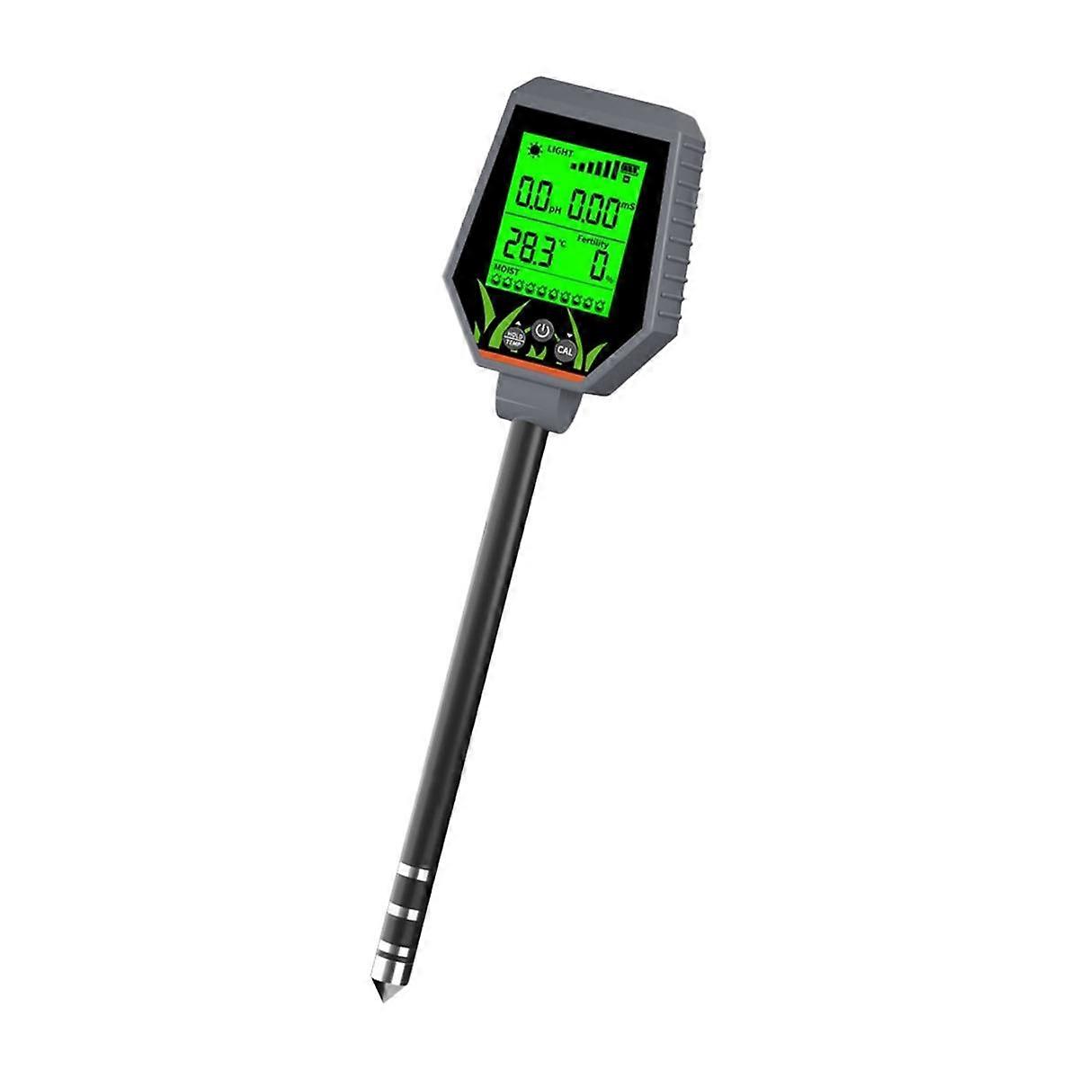 6-In-1 Soil Tester PH Meter/EC/Light Intensity/Fertility Temperature and Humidity Soil Orchard Compost Tester