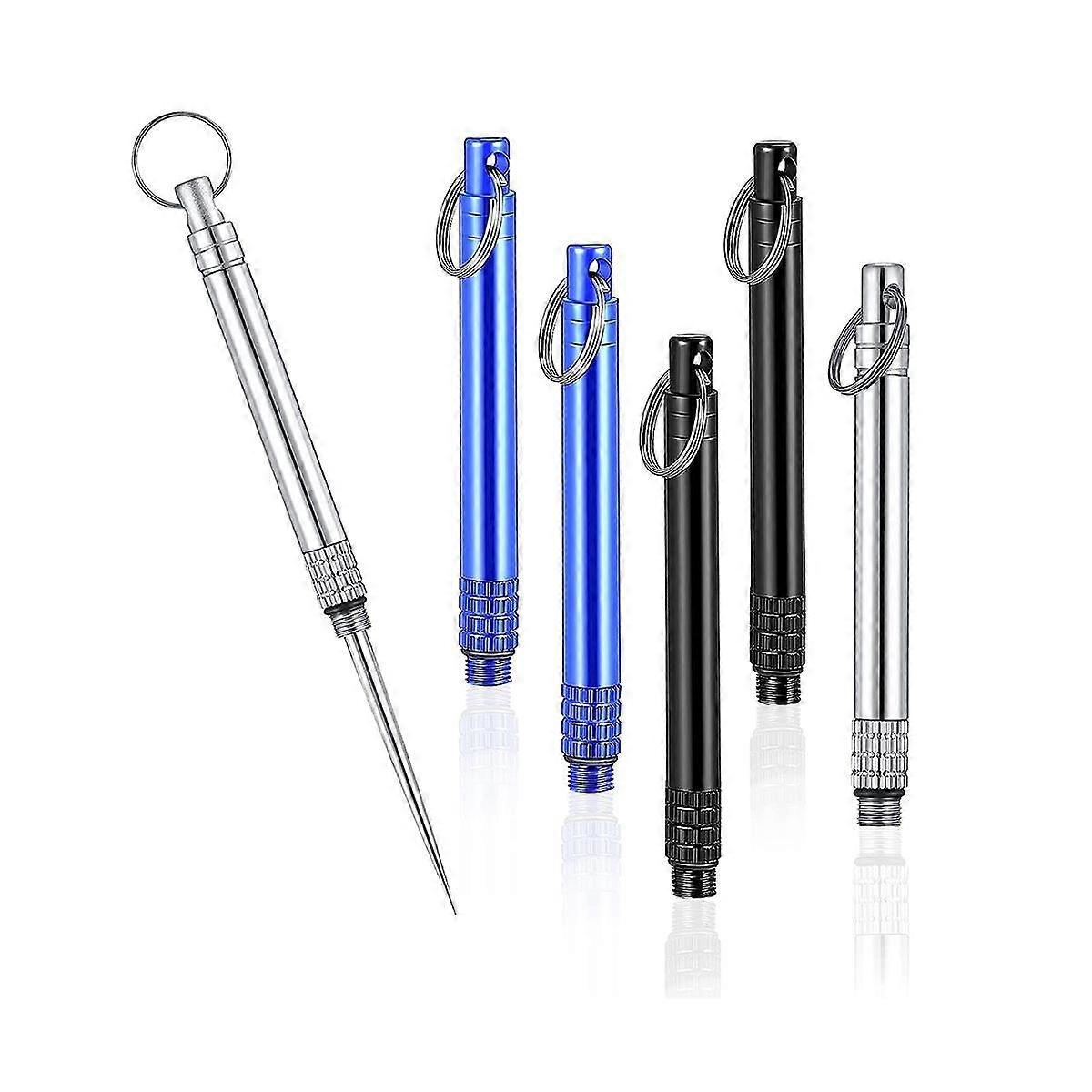 6 Pieces Metal Titanium Toothpicks, Portable Reusable Pocket Toothpicks with Stainless Steel Toothp