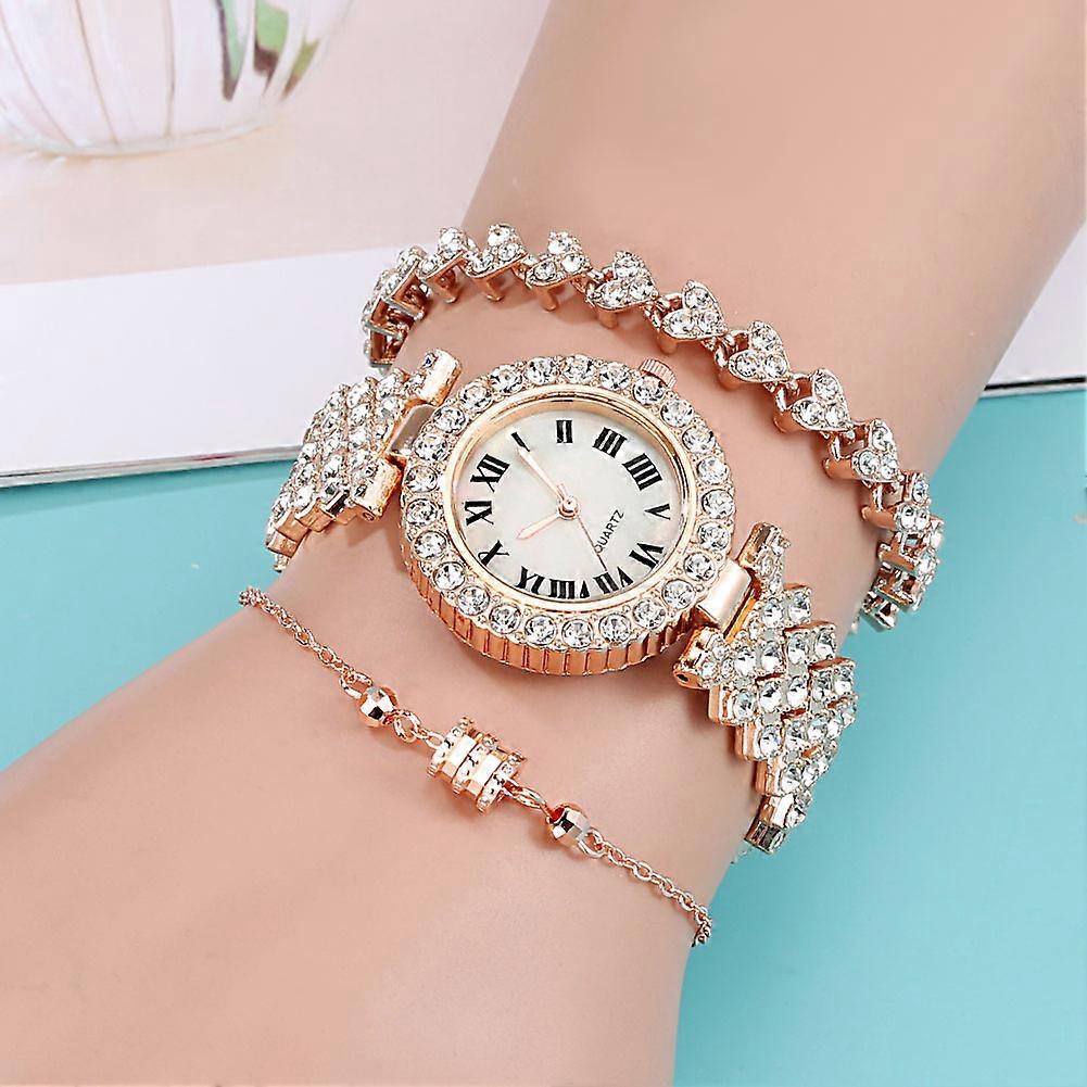 Set Orologio Braccialetto Donna In Oro - Orologio Luminoso, Perfetto Per Regali E Feste