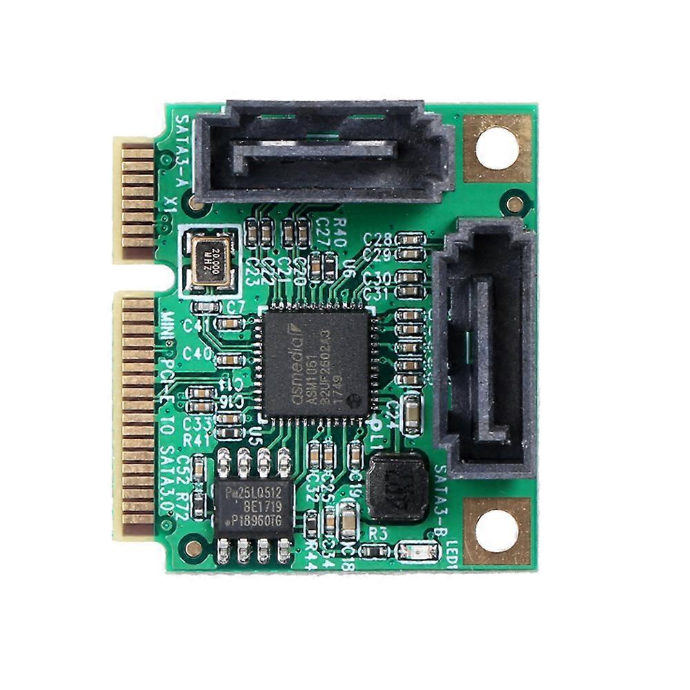 Mini PCI-E to 2 Ports SATA3 Adapter Card SATA3.0 Expansion Card Mini Size High Speed Transmission Wide Compatibility
