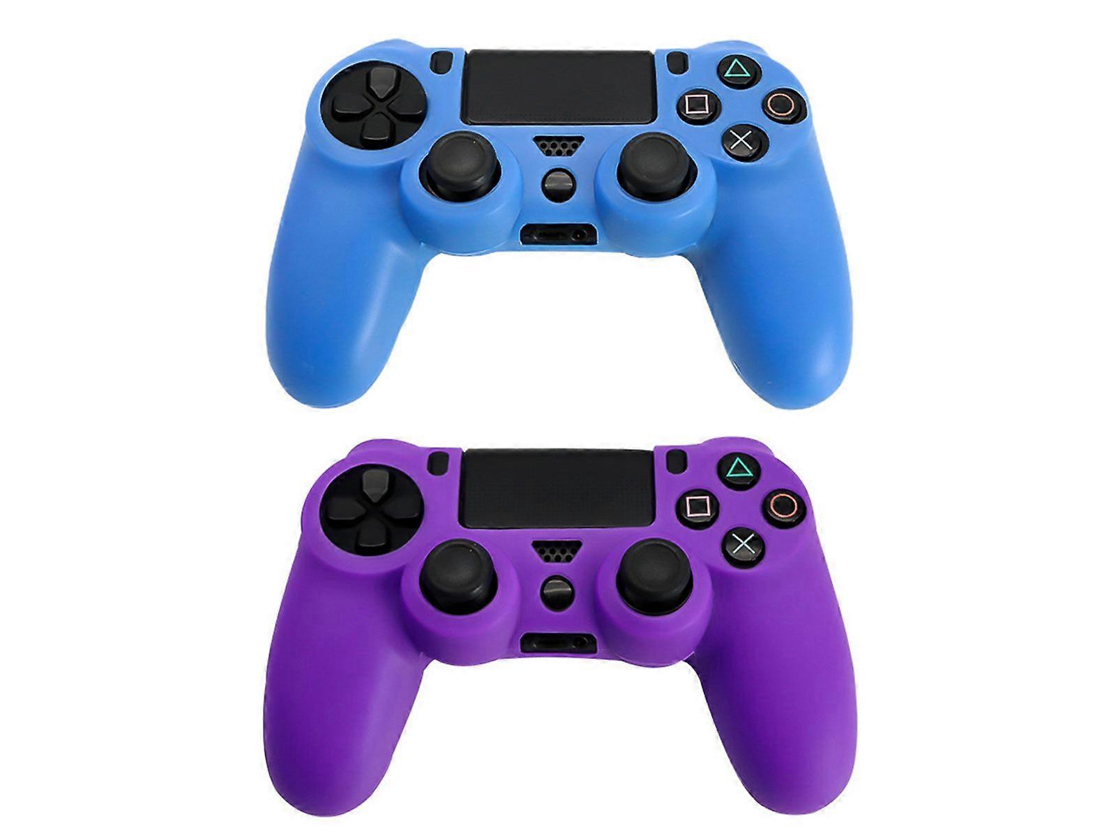 2PCS Silicon Cover Grip Protective Case for Playstation PS4 Controller Purple Blue