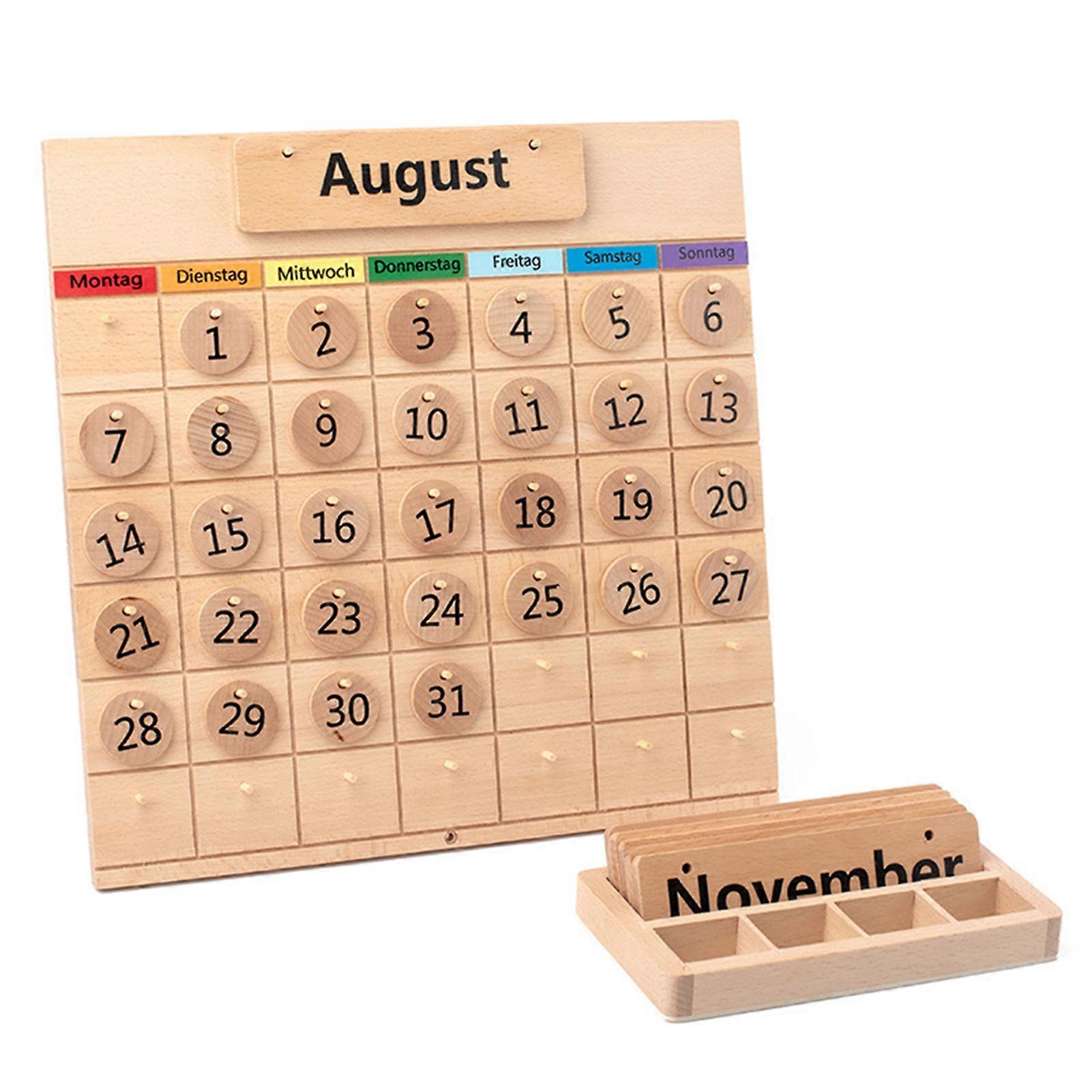 Wooden Kids Perpetual Calendar Not Easy to Fade Advent Calendar Quickly Read The Month And Date