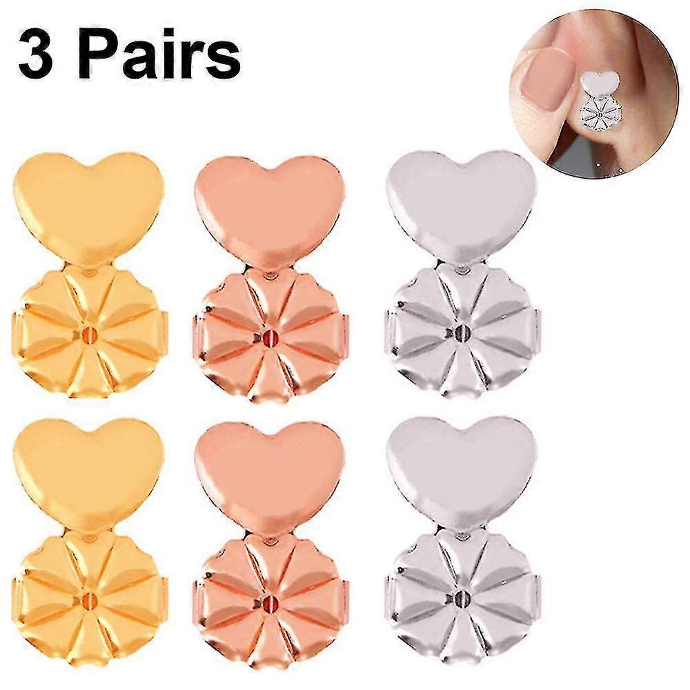 3 par øreringeløftere, justerbare øreringe Ryg Tung ørering